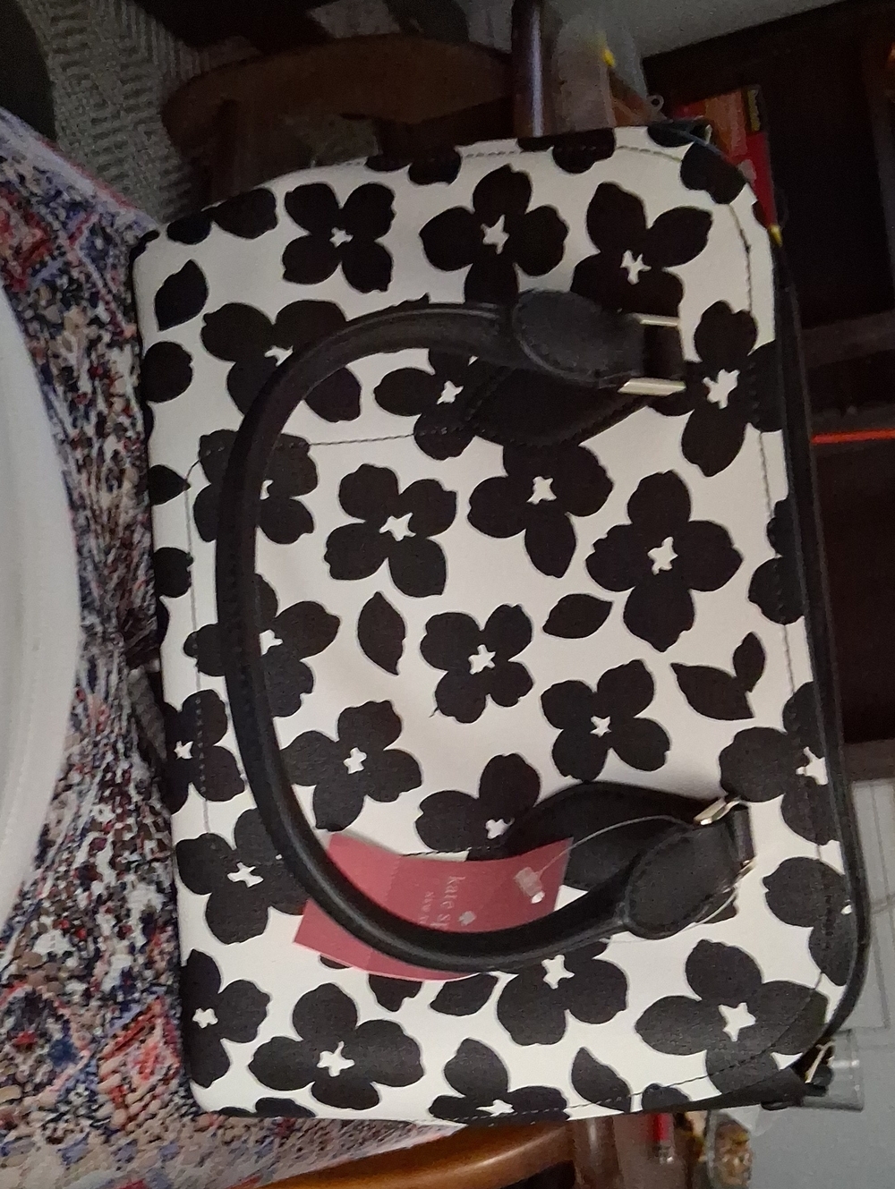 kate spade Black & White Floral Dome Satchel